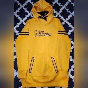 Volcom Yellow Hooded Pullover with Black Accents